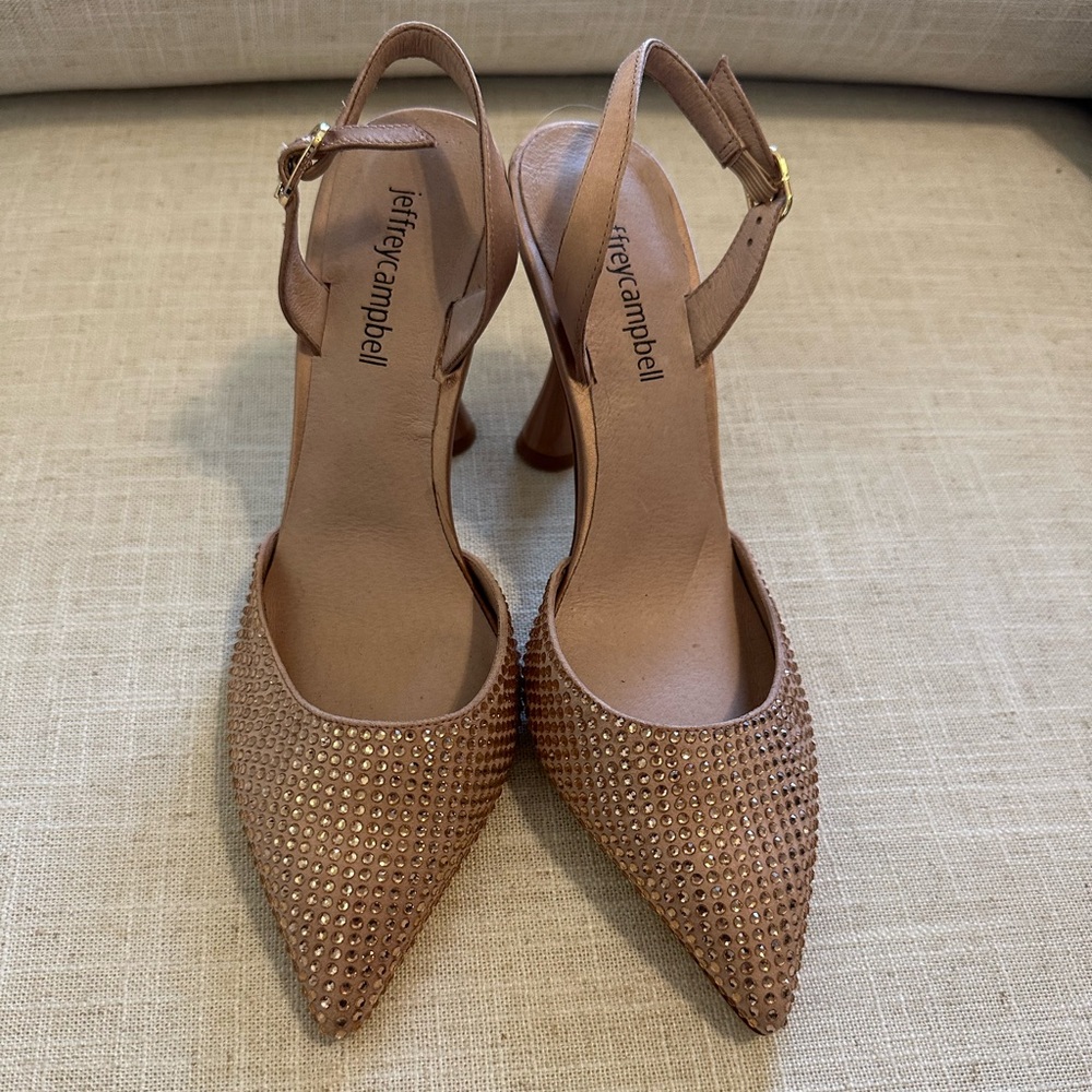 Jeffrey Campbell Women's Blush Zivote Rhinestone Slingback Pumps size 5.5